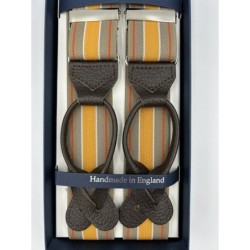 Bretelle elastiche a righe tortora, ocra, bianco, arancione 35mm
