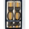 Bretelle elastiche a righe tortora, ocra, bianco, arancione 35mm