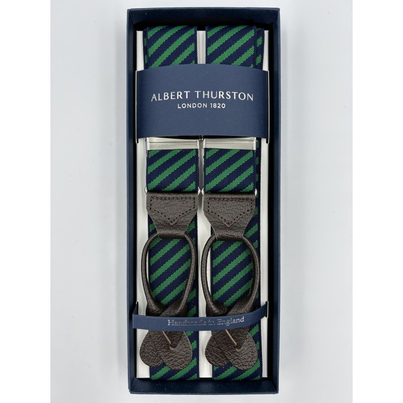 Bretelle elastiche a righe blu/verde 35mm Bretelle elastiche a righe blu/verde 35mm