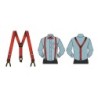 Bretelle elastiche marrone/grigio con attacco 2 in 1