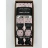 Bretelle Rosa a Pois blu con attacco in pelle nera lavorata brogue