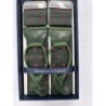 Bretelle a Pois rossi in nastro rigido Barathea verde inglese 40mm