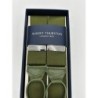 Bretelle a Y colore verde oliva in nastro rigido Barathea 40mm finiture in pelle