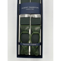 Bretelle a Y colore verde Inglese in nastro rigido Barathea 40mm finiture in pelle