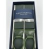 Bretelle a Y colore verde Inglese in nastro rigido Barathea 40mm finiture in pelle