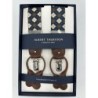 Bretelle elastiche fantasia a rombi beige, blu, marrone 35mm con attacco 2 in 1