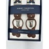 Bretelle elastiche fantasia a rombi beige, blu, marrone 35mm con attacco 2 in 1