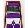 Bretelle viola nastro rigido 40mm con finiture in pelle bianca