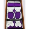 Bretelle viola nastro rigido 40mm con finiture in pelle bianca