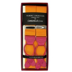Bretelle Arancioni nastro rigido 40mm con finiture in pelle rosa