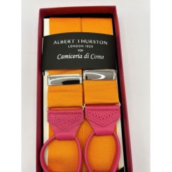 Bretelle Arancioni nastro rigido 40mm con finiture in pelle rosa