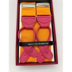 Bretelle Arancioni nastro rigido 40mm con finiture in pelle rosa