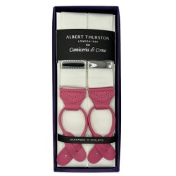 Bretelle Bianche nastro rigido 40mm con finiture in pelle rosa