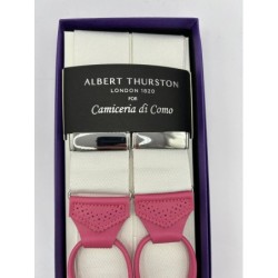 Bretelle Bianche nastro rigido 40mm con finiture in pelle rosa