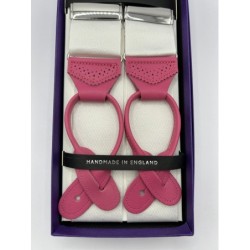 Bretelle Bianche nastro rigido 40mm con finiture in pelle rosa
