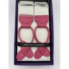 Bretelle Bianche nastro rigido 40mm con finiture in pelle rosa
