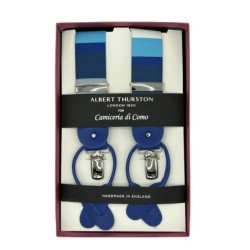 Bretelle elastiche a righe blu/azzurro multicolore 35mm con attacco 2 in 1