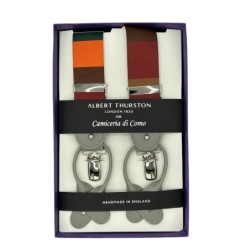 Bretelle elastiche a righe rosso/arancione multicolore 35mm con attacco 2 in 1