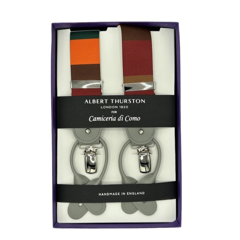 Bretelle elastiche a righe rosso/arancione multicolore 35mm con attacco 2 in 1 Bretelle elastiche a righe rosso/arancione multicolore 35mm con attacco 2 in 1