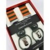 Bretelle a righe Regimental arancione/verde nastro rigido 35mm con attacco 2 in 1