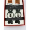 Bretelle a righe Regimental arancione/verde nastro rigido 35mm con attacco 2 in 1