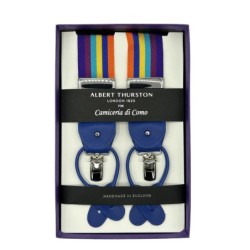 Bretelle a righe Regimental multicolore nastro rigido 35mm con attacco 2 in 1
