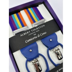 Bretelle a righe Regimental multicolore nastro rigido 35mm con attacco 2 in 1