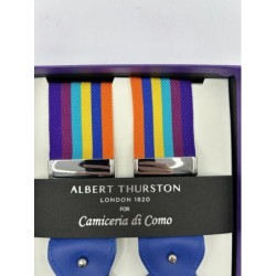 Bretelle a righe Regimental multicolore nastro rigido 35mm con attacco 2 in 1