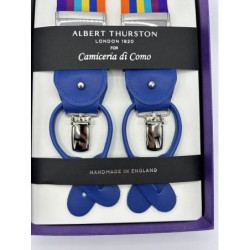 Bretelle a righe Regimental multicolore nastro rigido 35mm con attacco 2 in 1