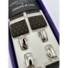 Bretelle a X elastiche marrone/grigio con pois azzurri 35mm 4 clip