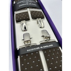 Bretelle a X elastiche marrone/grigio con pois azzurri 35mm 4 clip