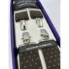 Bretelle a X elastiche marrone/grigio con pois azzurri 35mm 4 clip