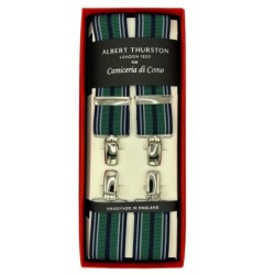 Bretelle elastiche a righe Regimental blu, verde, carta da zucchero 35mm 4 clip