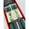 Bretelle elastiche a righe Regimental blu, verde, carta da zucchero 35mm 4 clip