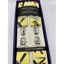 Bretelle a X elastiche Gialle con fantasia accessori parrucchiere 35mm 4 clip
