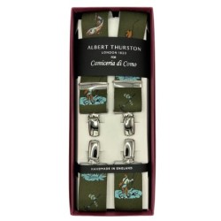 Bretelle a X elastiche Verdi con fantasia pescatore 35mm 4 clip