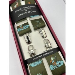 Bretelle a X elastiche Verdi con fantasia pescatore 35mm 4 clip