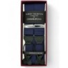 Bretelle a Y Blu navy con attacco in pelle nera lavorata brogue