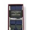 Bretelle a Y Blu navy con attacco in pelle nera lavorata brogue