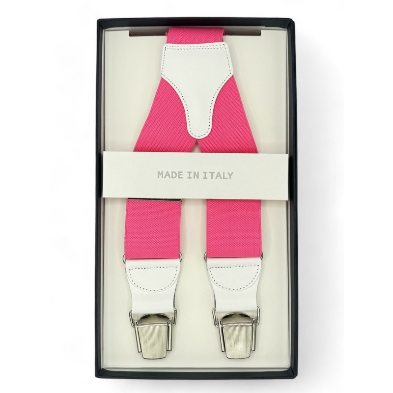 Bretelle elastiche a X Rosa Made in Italy 35mm 4 clips Bretelle elastiche a X Rosa Made in Italy 35mm 4 clips