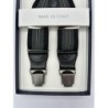 Bretelle elastiche a righe Regimental Nero, grigio, giallo e bianco 35mm 4 clips