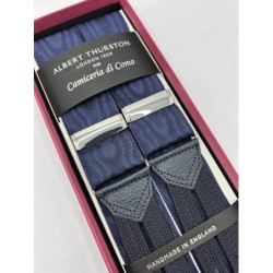 Bretelle in pelle blu nastro rigido Moiré 40mm
