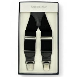Bretelle elastiche a X Nere Made in Italy 35mm 4 clips