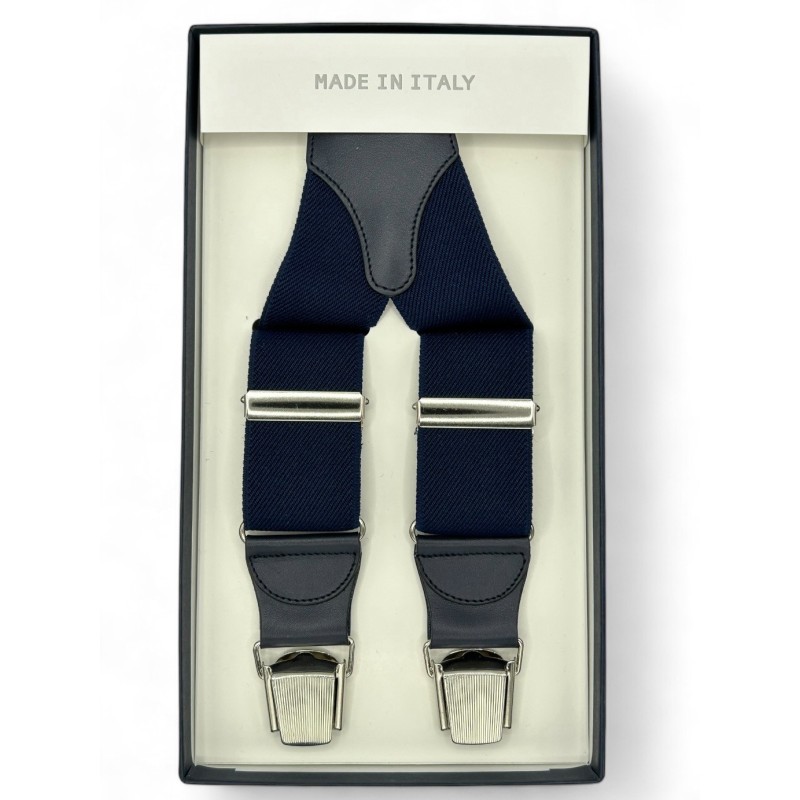 Bretelle elastiche a X Blu Made in Italy 35mm 4 clips Bretelle elastiche a X Blu Made in Italy 35mm 4 clips