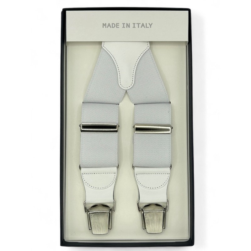 Bretelle elastiche a X Bianche Made in Italy 35mm 4 clips Bretelle elastiche a X Bianche Made in Italy 35mm 4 clips