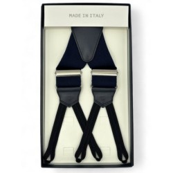 Bretelle elastiche Blu Made in Italy finiture nickel e attacco in passamaneria