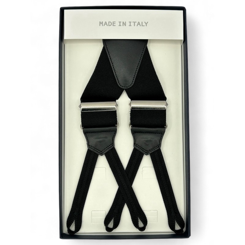 Bretelle elastiche Nere Made in Italy con attacco in passamaneria Bretelle elastiche Nere Made in Italy con attacco in passamaneria