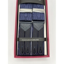 Bretelle in pelle blu nastro rigido Moiré 40mm