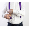 Bretelle viola nastro rigido con finiture in pelle bianca con regolatori di lunghezza nickel