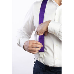 Bretelle viola nastro rigido con finiture in pelle bianca con regolatori di lunghezza nickel